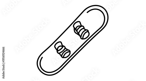 Black and White Outline of a Snowboard