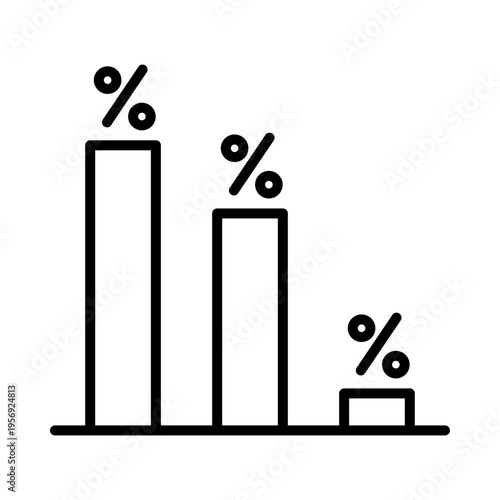 Statistics chart icon with percentage bars, representing election results, data analysis, and performance comparison