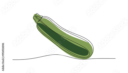 One continuous line illustration of an Courgette vegetable, isolated on white background.