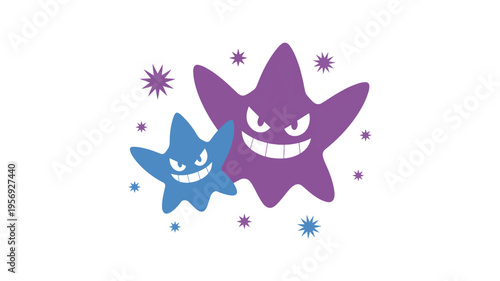 Cartoon bacteria character icon colorful germ and virus illustration set