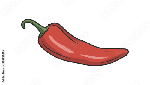 One continuous line illustration of an Chilli peppers vegetable, isolated on white background.