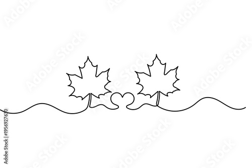 Autumn leaf single line art simple minimalist outline vector isolated design