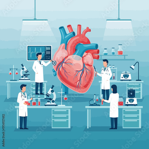 Medical Researchers Study Giant Human Heart in Modern Laboratory