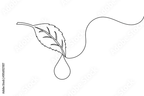 Autumn leaf single line art simple minimalist outline vector isolated design