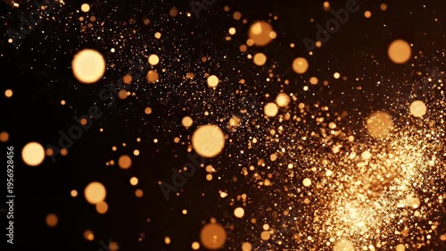 A dark background with bokeh of various sizes and golden shimmer effect throughout