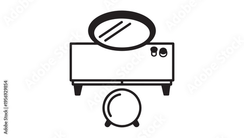 Minimal Bedroom Vanity Setup With Mirror And Decor Illustration Representing Home Lifestyle Aesthetic Interior Design And Personal Wellness Space Concept