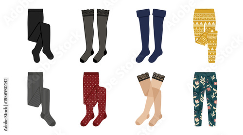 Vector Leggings and Tights Fashion Set Illustration