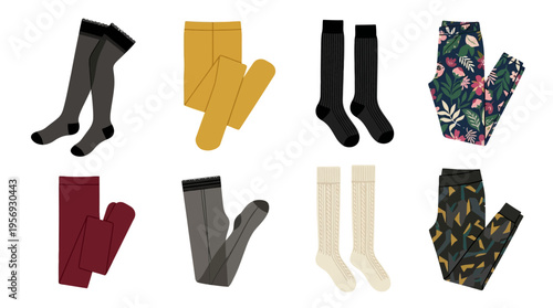 Vector Leggings and Tights Fashion Set Illustration