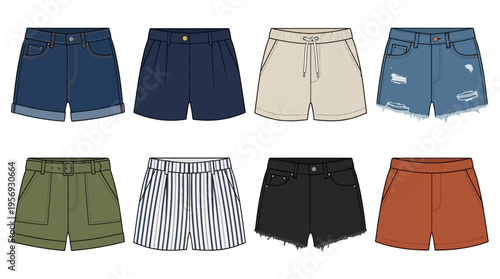 Vector Women’s Shorts Fashion Styles Illustration