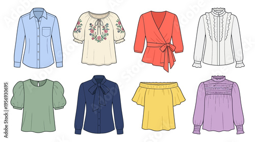   
Vector Women’s Blouse Fashion Styles Illustration