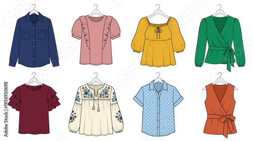   
Vector Women’s Blouse Fashion Styles Illustration