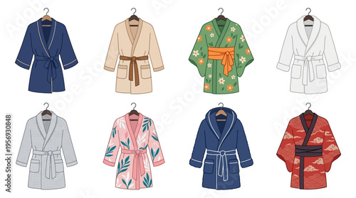 Vector Women’s Bathrobe and Kimono Styles Illustration