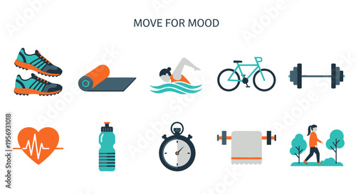 Fitness icons for healthy lifestyle motivation.