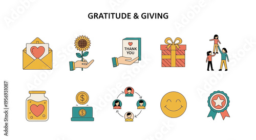 Gratitude and Giving Concept Illustration.