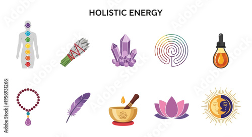 Holistic Energy Symbols and Icons Collection.