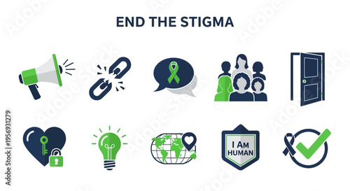 Mental Health Awareness Icons and Symbols.
