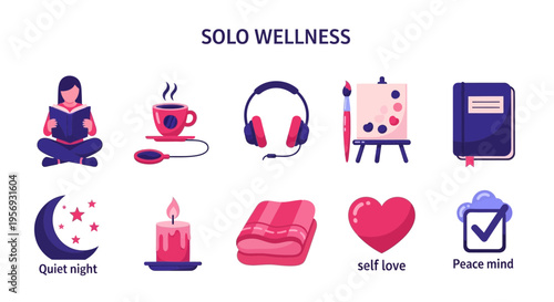 Solo wellness and self care concept.