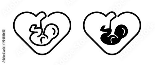 Baby in stomach icons collection