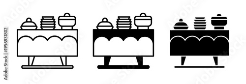 Catering buffet icons collection