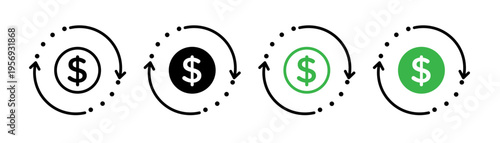 Circulation of money icons collection