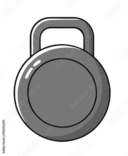 Cartoon Style Grey Kettlebell Weight Icon for Strength Training and Fitness