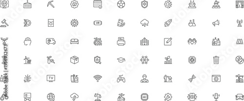 Retail ecommerce shopping vector icons set, minimal line outline symbols store cart payment EPS pack