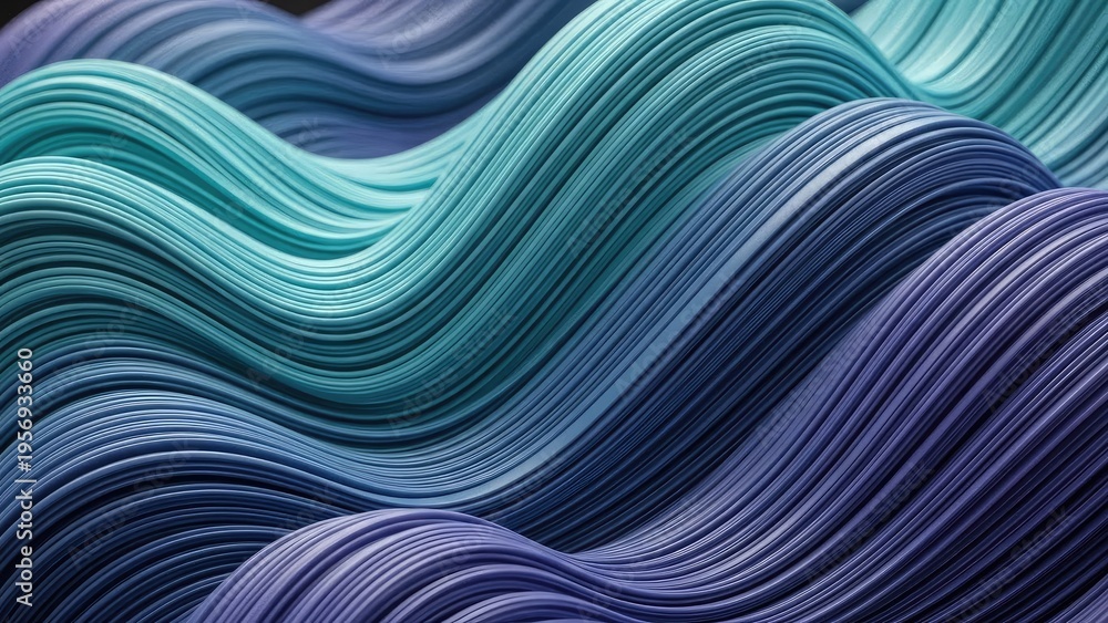 Fototapeta premium A vibrant abstract illustration of wavy lines in shades of blue