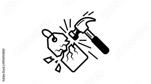 Hammer Breaking Price Tag Concept