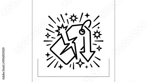 Broken Price Tag Concept with Discount Symbol