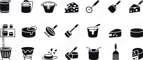 Black and white kitchen utensil utensils pots