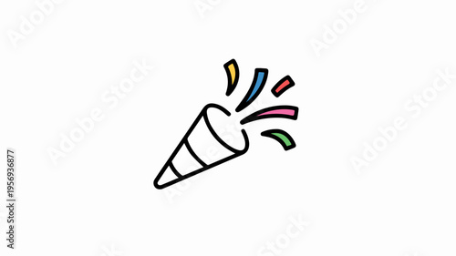 Colorful party horn with rainbow confetti and streamers celebration and joy festive atmosphere abstract symbol