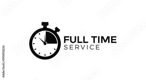 A black stopwatch icon with the text full time service beside it