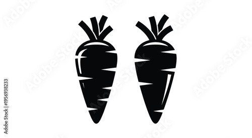 Two black silhouette carrots displayed side by side on a white background