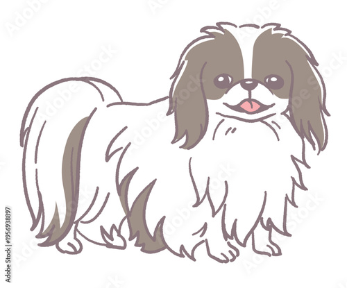 犬、狆のイラスト素材。ベクターイラスト素材。