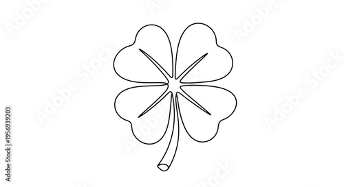 Simple line drawing of a four leaf clover symbolizing good luck