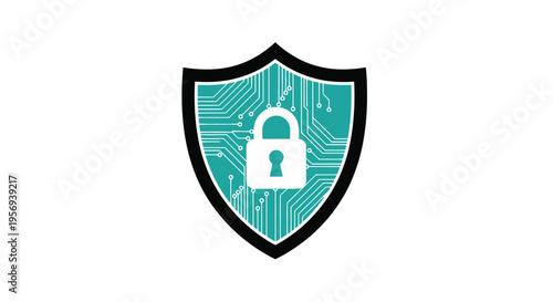 A teal shield with a white padlock icon representing digital security