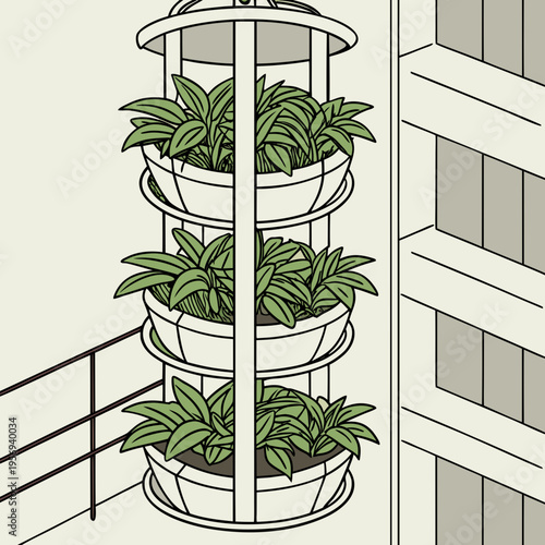 Vertical garden on balcony - illustration