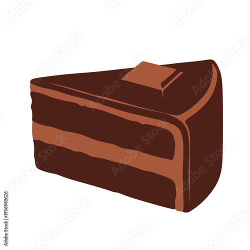 Delicious Slice of Chocolate Cake with Topping, Isolated on White Background