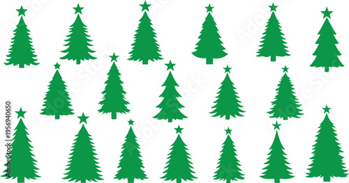 Christmas tree vector icon set holiday season design 