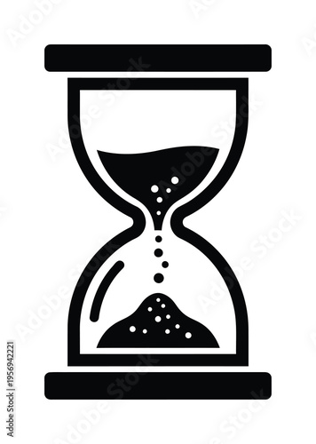 Vector of an hourglass with sand falling through the glass