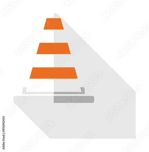 Bright orange traffic cone vector standing on a gray surface for safety