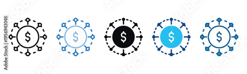 Global Business Icon Set Multiple Style Of