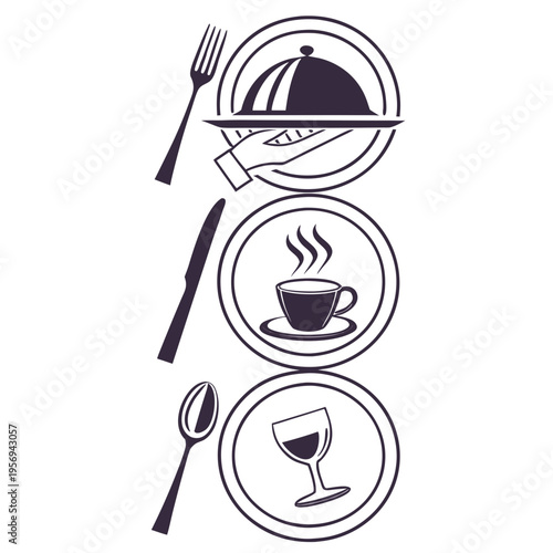 Stacked restaurant on plates restaurant food plates utensils cloche wine glass