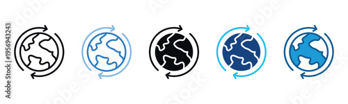 World Icon Set Multiple Style Of