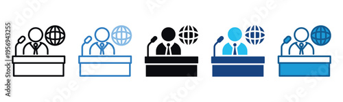 Conference Icon Set Multiple Style Of