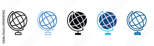 Globe Icon Set Multiple Style Of