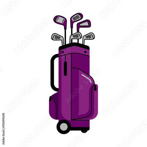 Purple Golf Bag with Clubs, Sports Equipment for Golfing