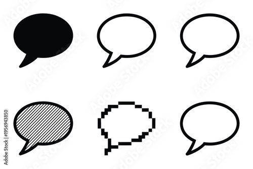 Collection of Six Speech Bubble in Various Styles