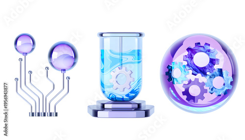 Modern 3D DevOps pipeline icon set with automation, deployment and monitoring concepts. Clean isolated icons ideal for cloud platforms, developer tools and tech presentations.