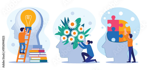 Conceptual of human mind development: ideas, emotions, and problem-solving